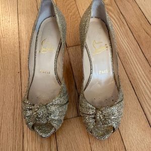 Christian Louboutin Gold Sparkle Knot Heel